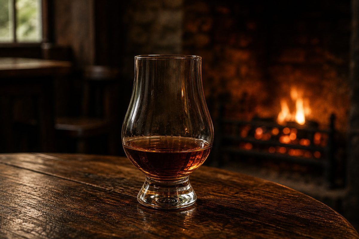 A neat pour of Redbreast 21 in a Glencairn glass